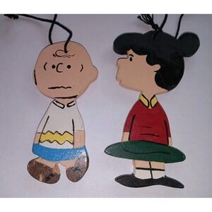Peanuts Lucy & Charlie Brown Wood Christmas Ornaments